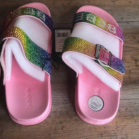 Bebe girls size 2/3 multicolor rhinestone sandals - Picture 2 of 4